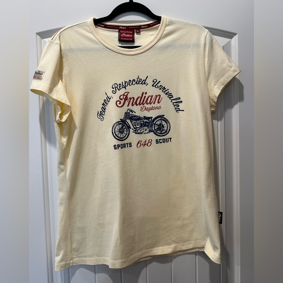 INDIAN MOTORCYCLE BRAND Tops - INDIAN BRAND MOTORCYCLE WOMEN’S SCOUT GRAPHIC TEE.SIZE XL (FITS LIKE A LARGE)